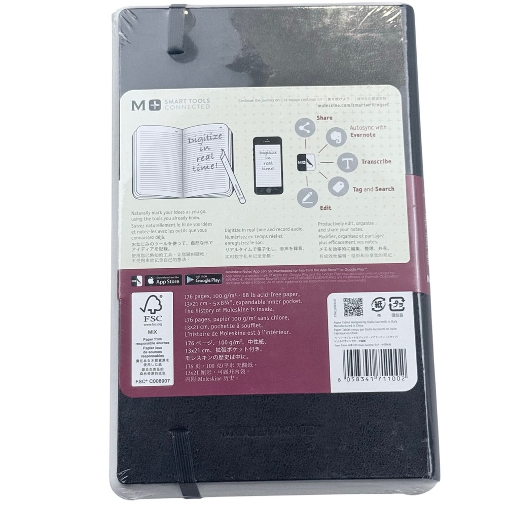 NEW Moleskine Smart Notebook Ruled Paper Tablet Black Expandable Pocket - Picture 2 of 4